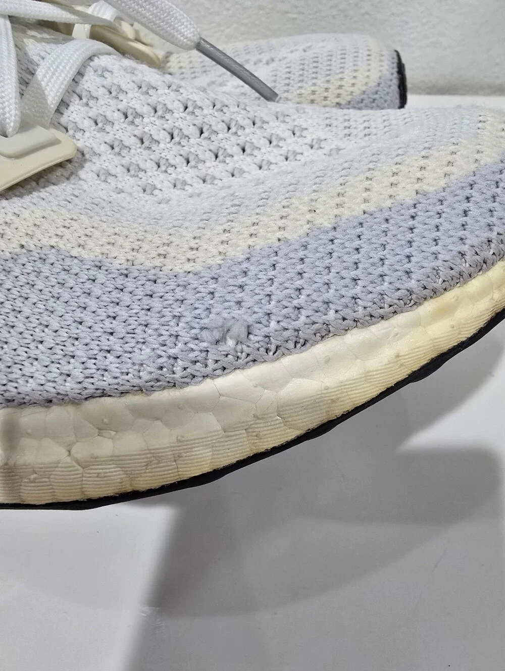 Adidas Ultraboost White and Cream Knit Performance Sneakers AQ4007